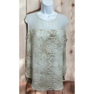 Vince Camuto Snakeskin Animal Print Sleeveless Blouse Sz Medium Loose Fit Top